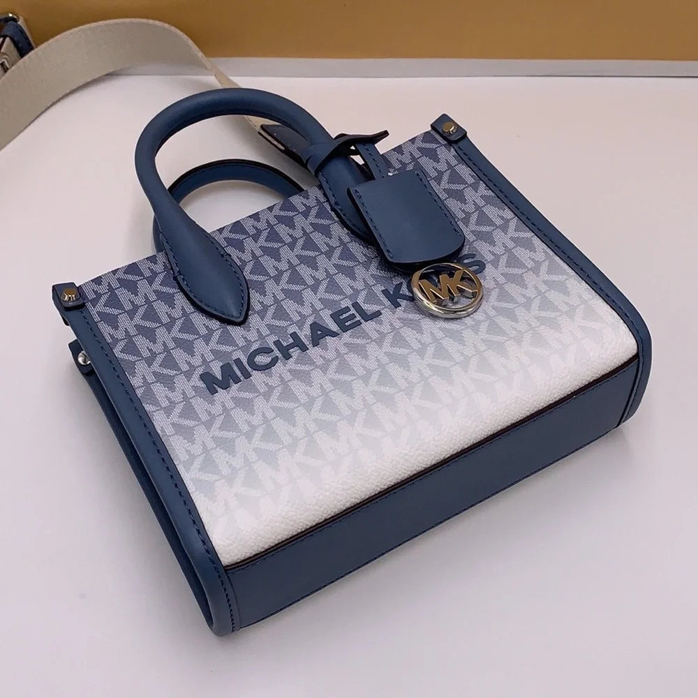 Michael Kors Mirella Extra-Small Ombré Logo Crossbody XBODY ShopperBag Denim NWT